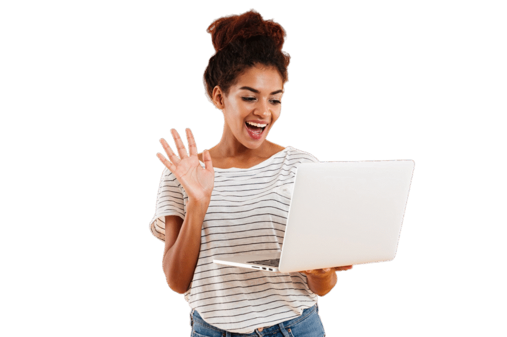 Business female holding a laptop